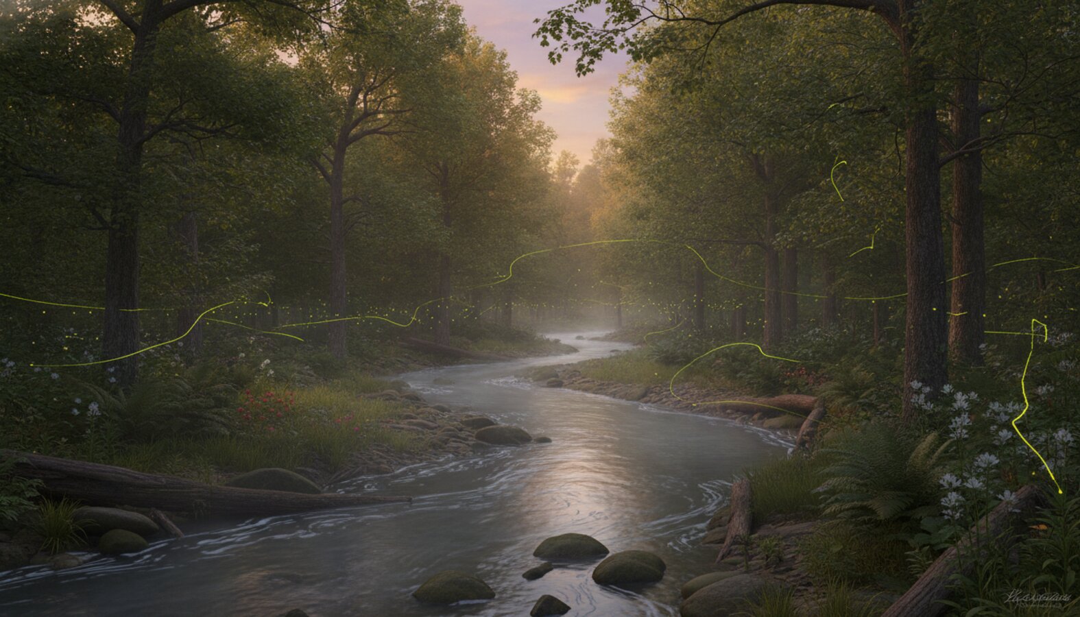 AI reference frame for the Canon recipe Firefly Creek Dusk
