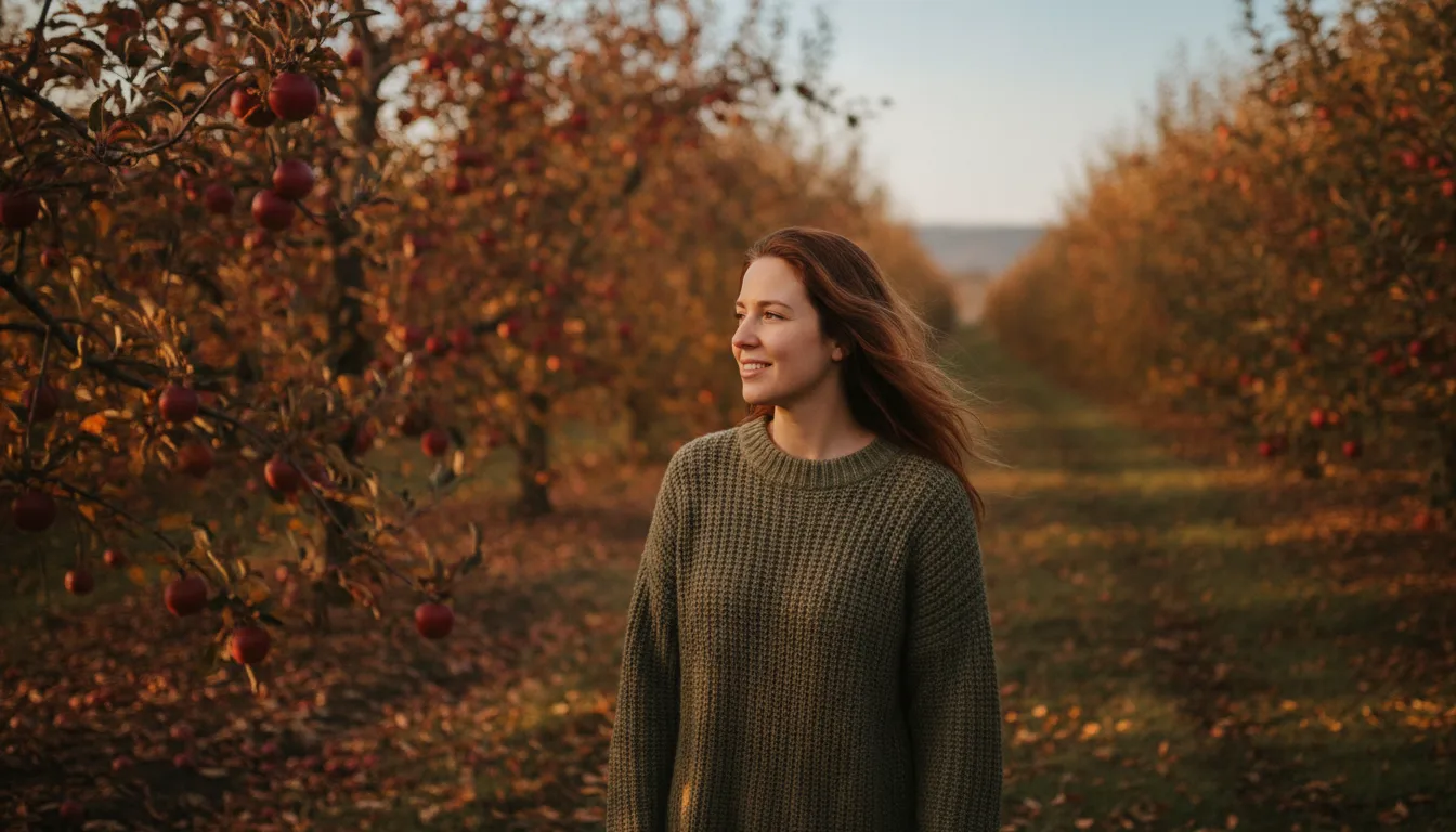 AI reference frame for the Canon recipe Warm Orchard Portrait
