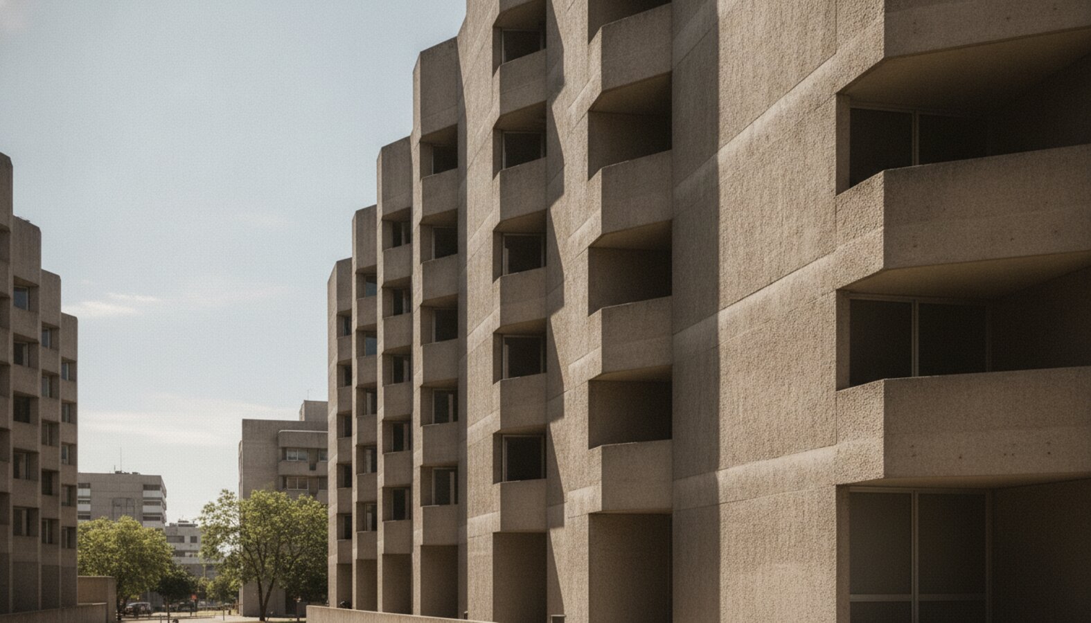 AI reference frame for the Fujifilm recipe Bleached Brutalist Noon
