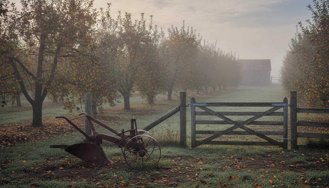 AI reference frame for the Fujifilm recipe Orchard Fog & Grain