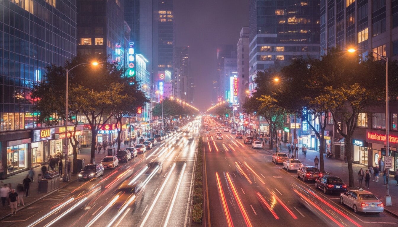 AI reference frame for the Nikon recipe Hazy City Rush Hour